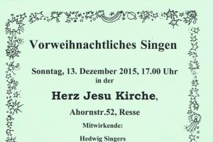 Vorweihnachtliches Singen 2015